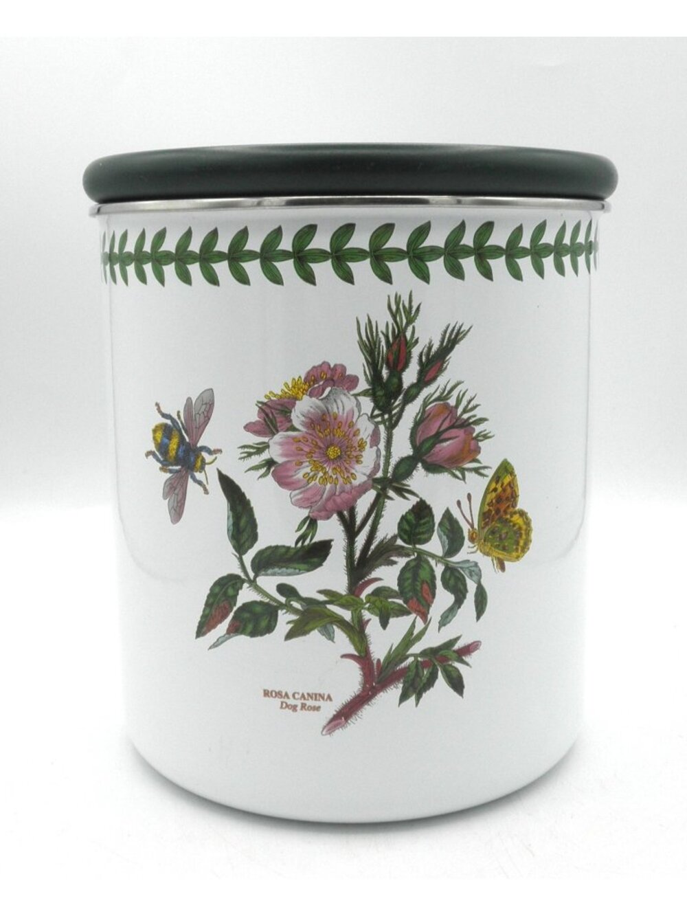Portmeirion Botanic Garden Large Metal Canister with Wooden Lid Dog Rose PRTBOG
